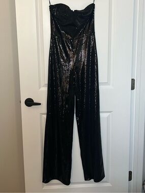 Forever 21 Strapless Black Sequin Jumpsuit NWT